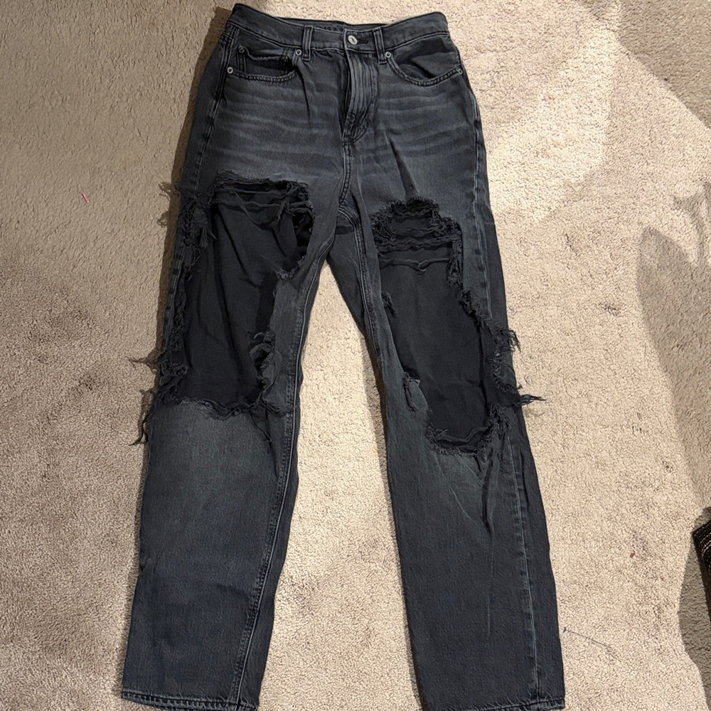 American Eagle Outfitters Black Distressed Jeans